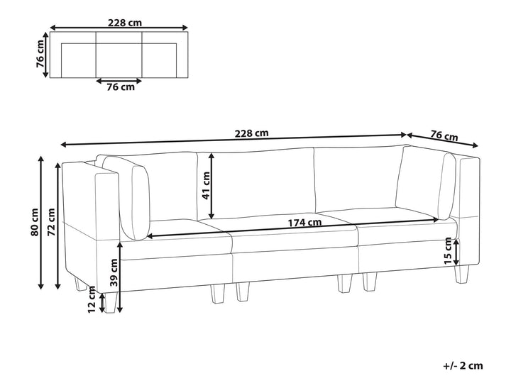 Unstad 3-Seater Modular Fabric Sofa Black