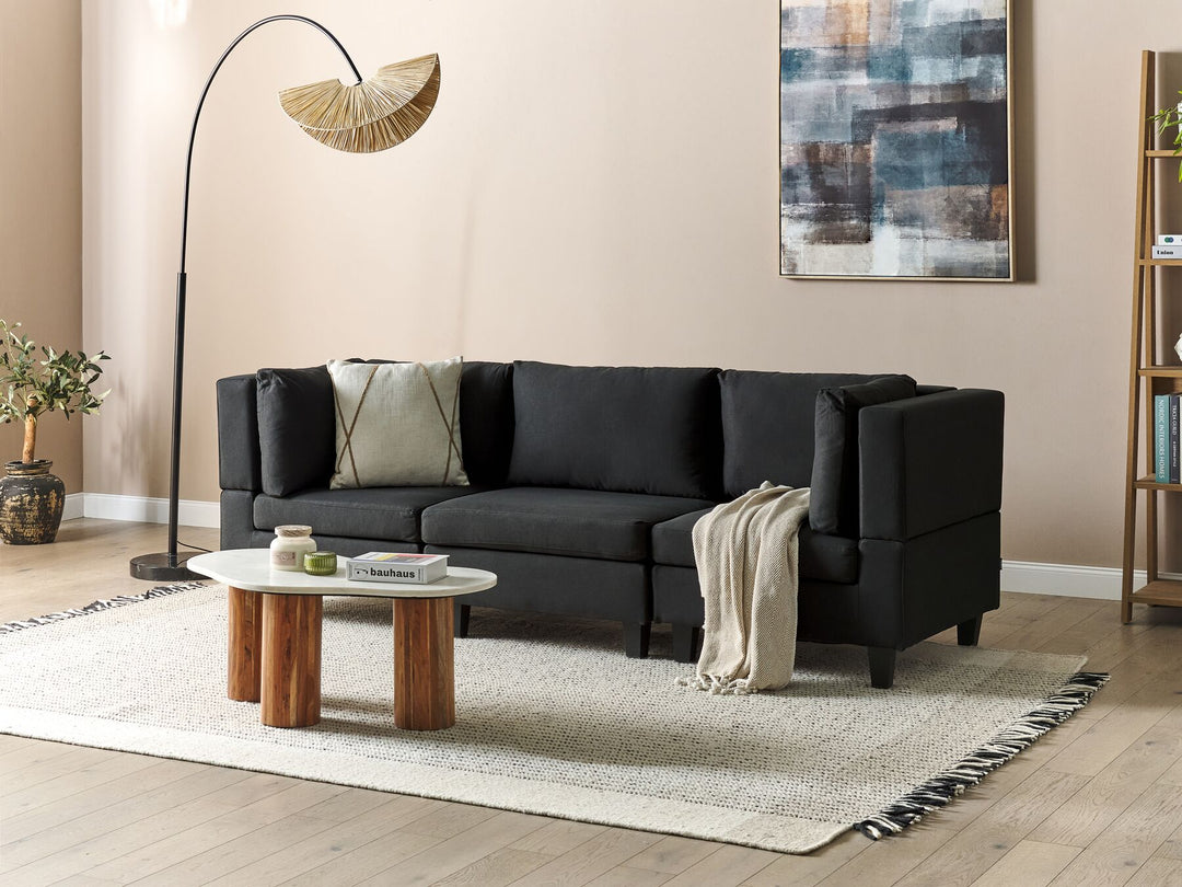 Unstad 3-Seater Modular Fabric Sofa Black