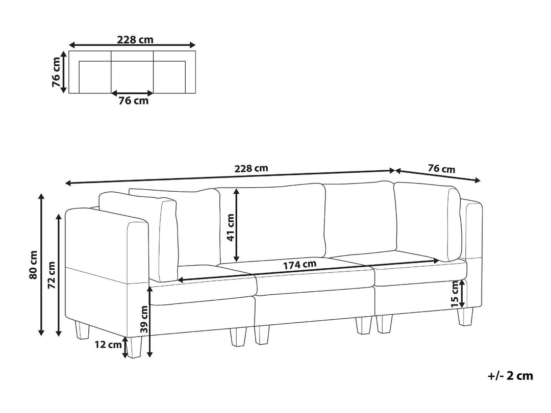 Unstad 3-Seater Modular Fabric Sofa Blue