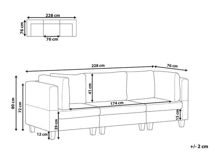 Unstad 3-Seater Modular Fabric Sofa Blue