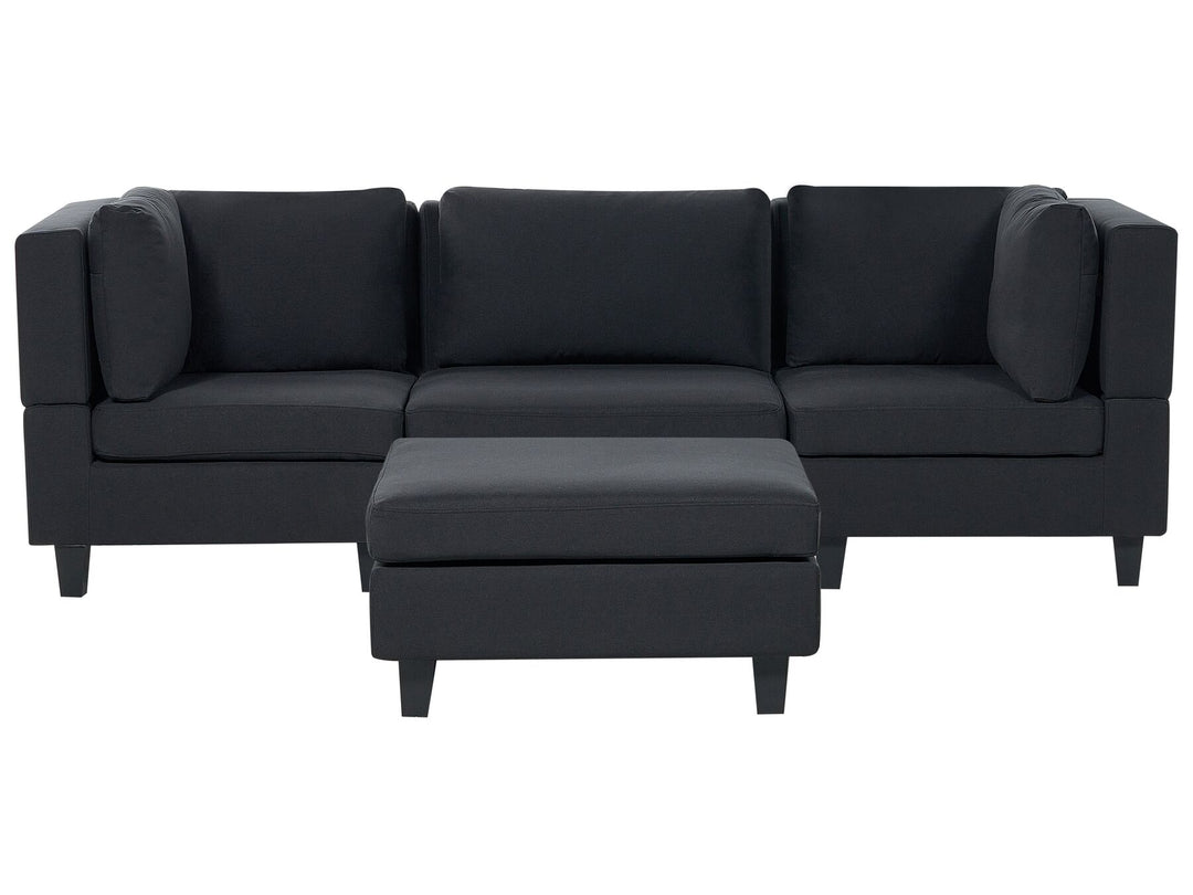 Unstad 3-Seater Modular Fabric Sofa with Ottoman Black