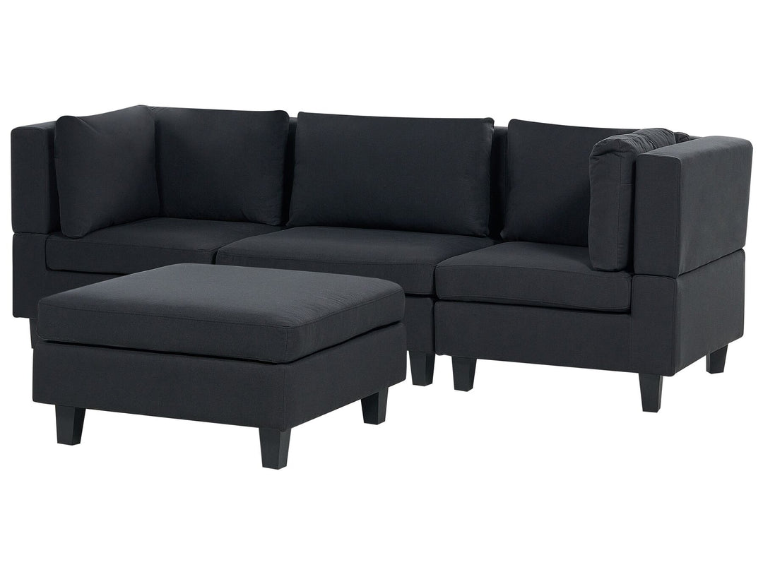 Unstad 3-Seater Modular Fabric Sofa with Ottoman Black