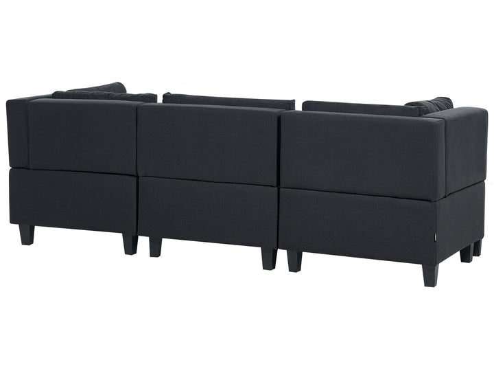 Unstad 3-Seater Modular Fabric Sofa with Ottoman Black