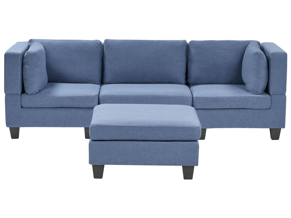 Unstad 3-Seater Modular Fabric Sofa with Ottoman Blue