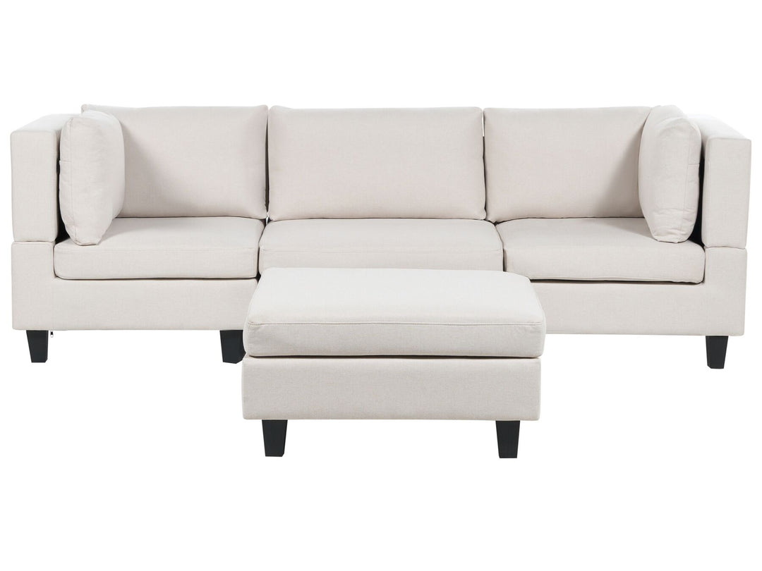 Unstad 3-Seater Modular Fabric Sofa with Ottoman Light Beige