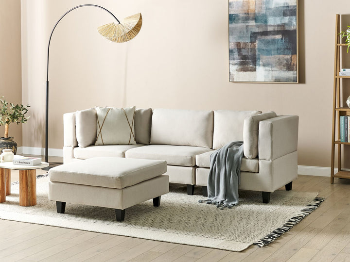 Unstad 3-Seater Modular Fabric Sofa with Ottoman Light Beige