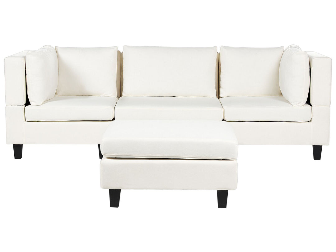 Unstad 3-Seater Modular Fabric Sofa with Ottoman White