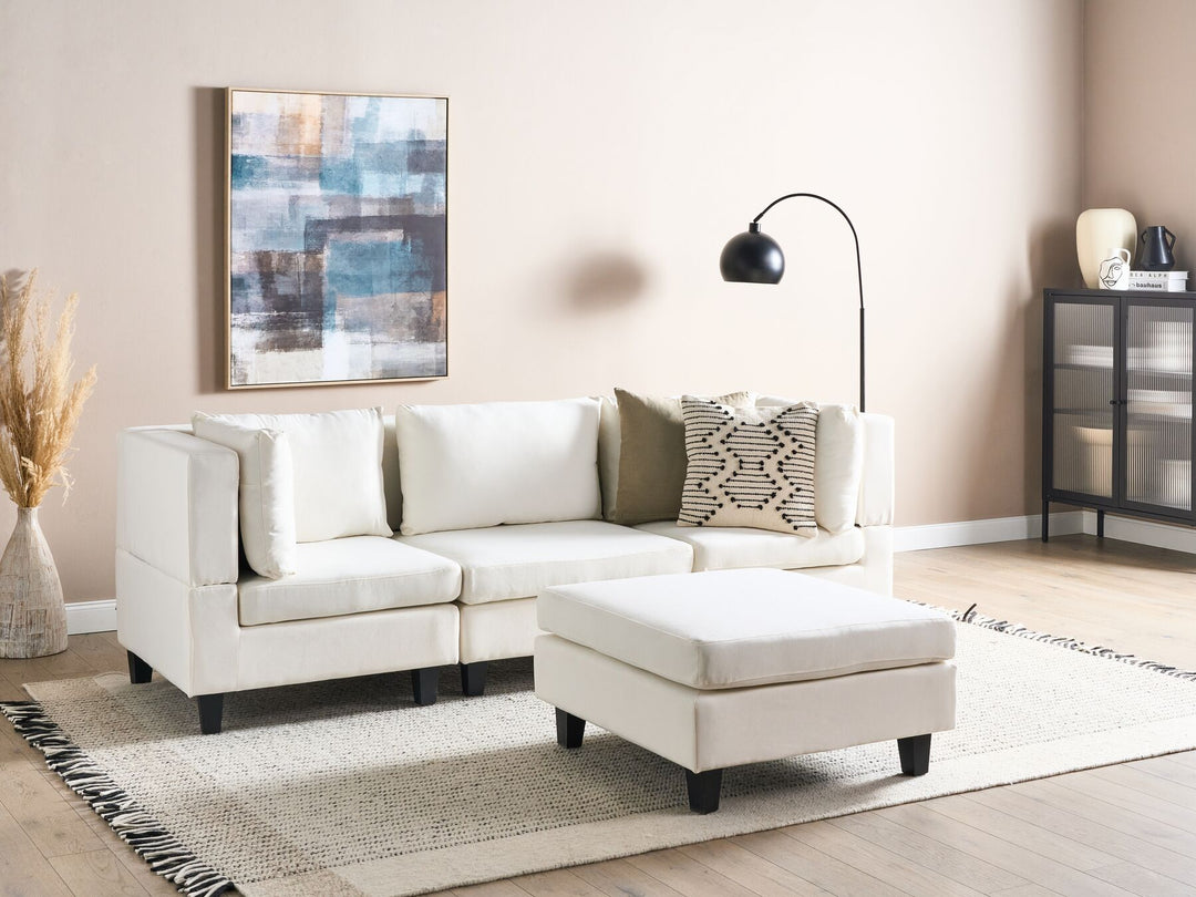 Unstad 3-Seater Modular Fabric Sofa with Ottoman White