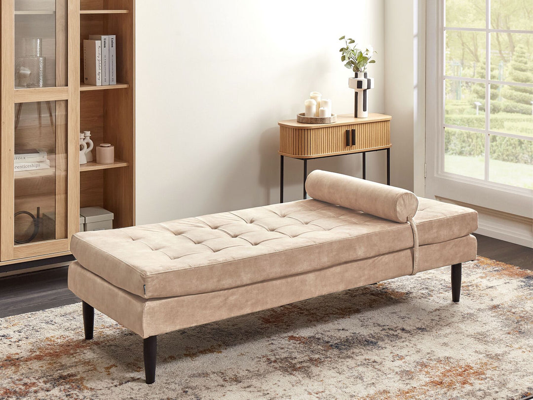 Ussel Velvet Chaise Longue Beige