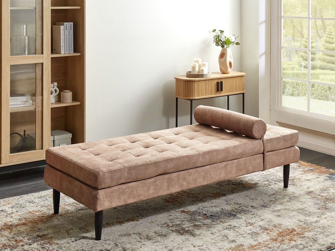 Ussel Velvet Chaise Longue Taupe