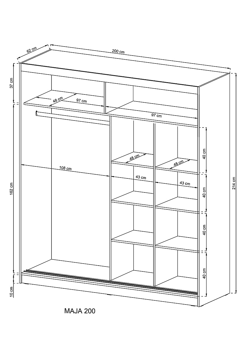 Maja IX Sliding Door Wardrobe with Mirror 200cm in White