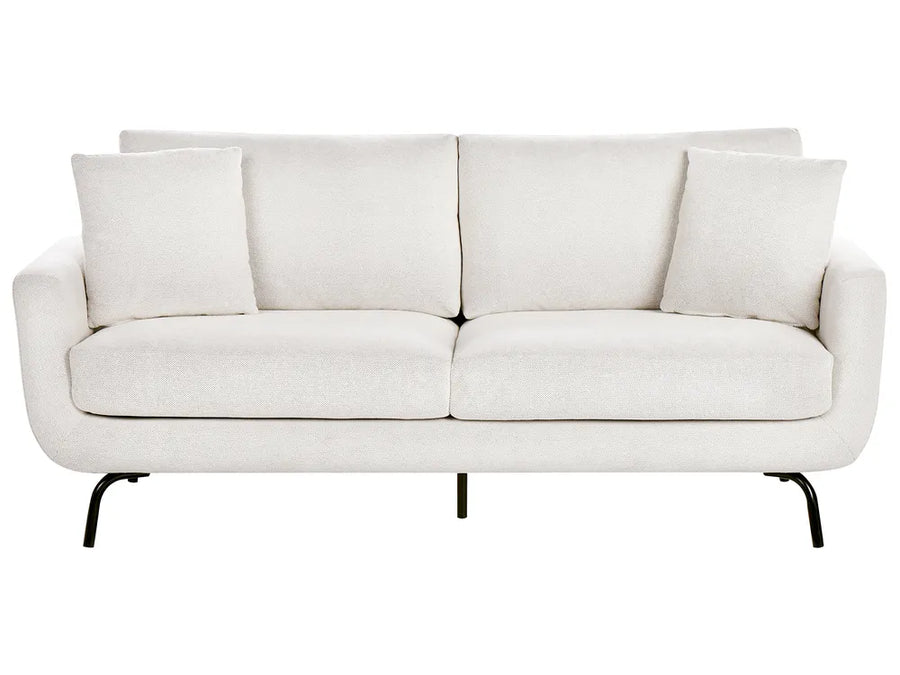 White sofa with black legs on a white background