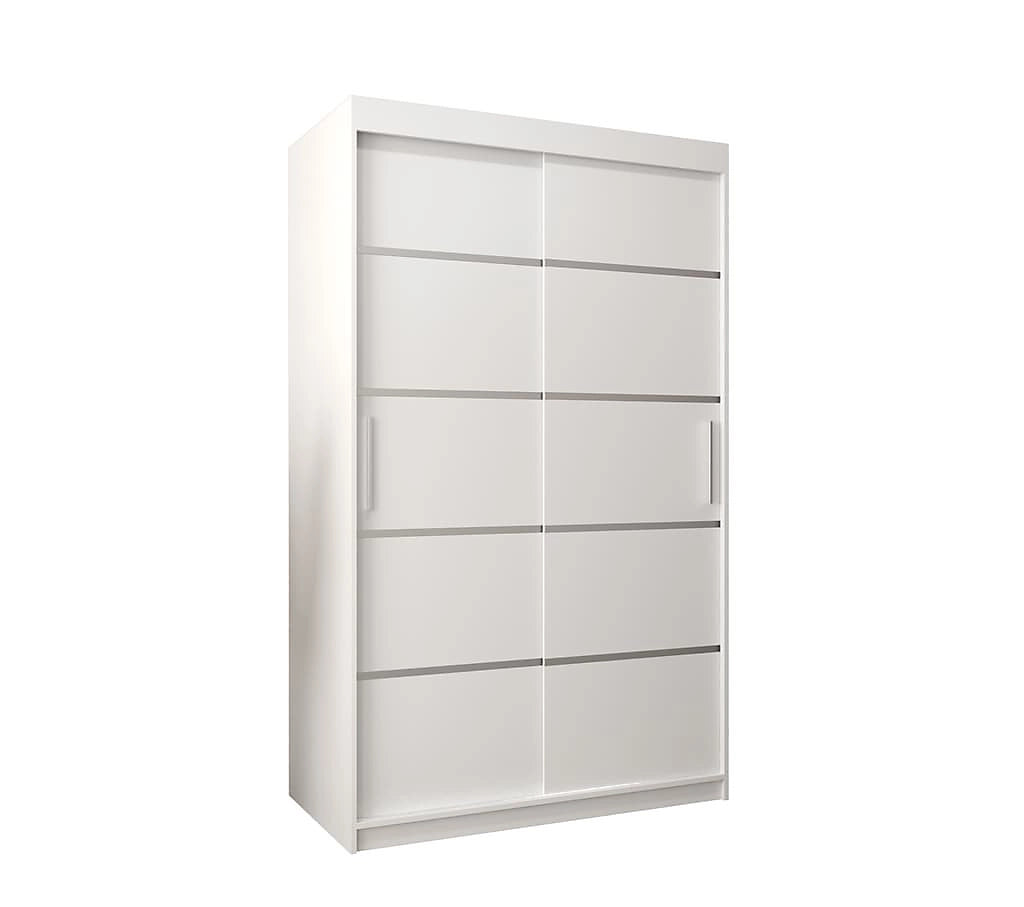 Verona 01 Contemporary 2 Sliding Door Wardrobe 5 Shelves 2 Rails White Matt (W)120cm