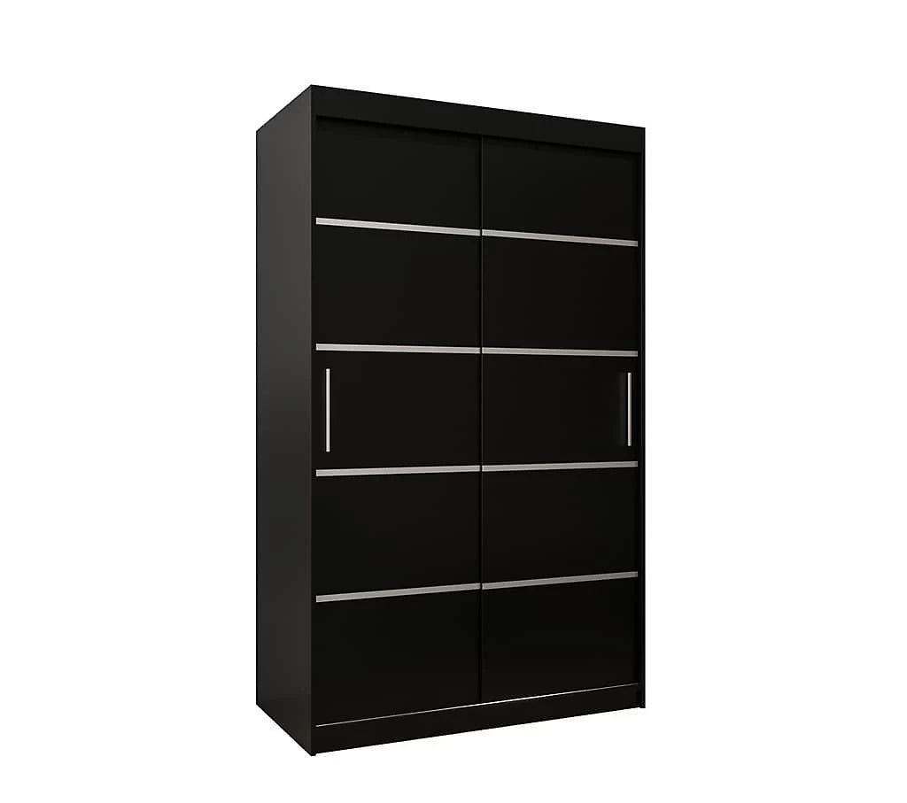 Verona 01 Contemporary 2 Sliding Door Wardrobe 5 Shelves 2 Rails Black Matt (W)120cm