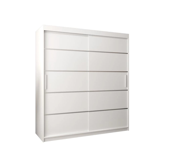 Verona 01 Contemporary 2 Sliding Door Wardrobe 9 Shelves 2 Rails White Matt (W)180cm