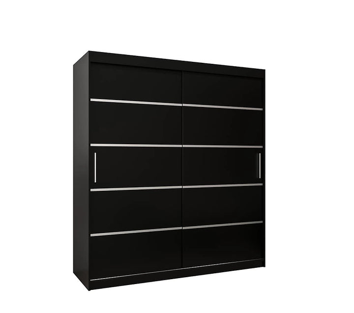 Verona 01 Contemporary 2 Sliding Door Wardrobe 9 Shelves 2 Rails Black Matt (W)180cm