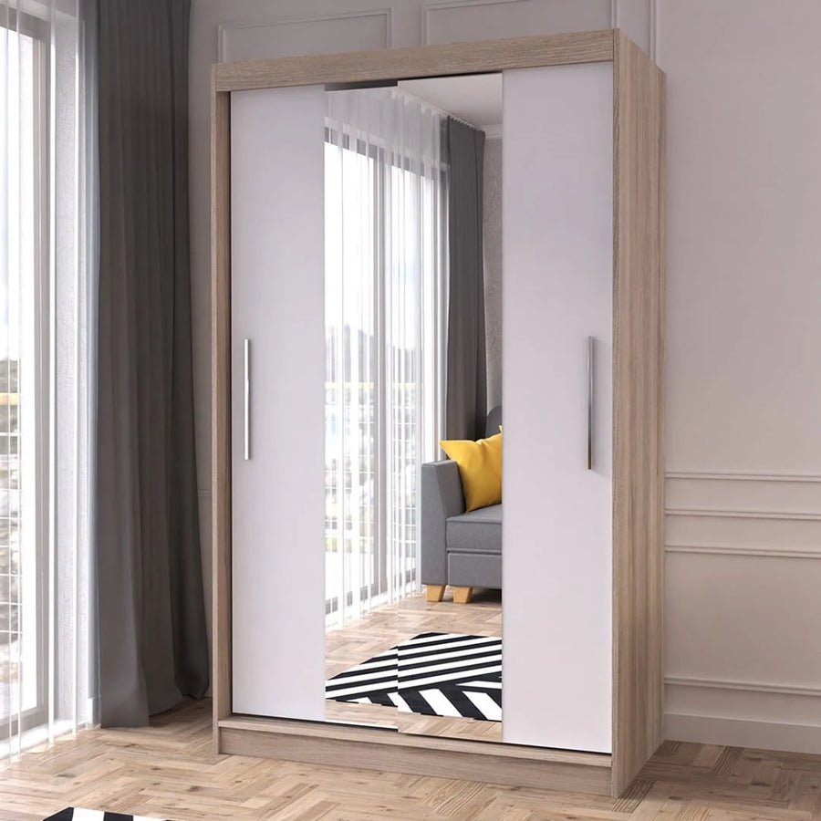 Neomi 01 Sliding Door Wardrobe 120cm in Sonoma Oak

