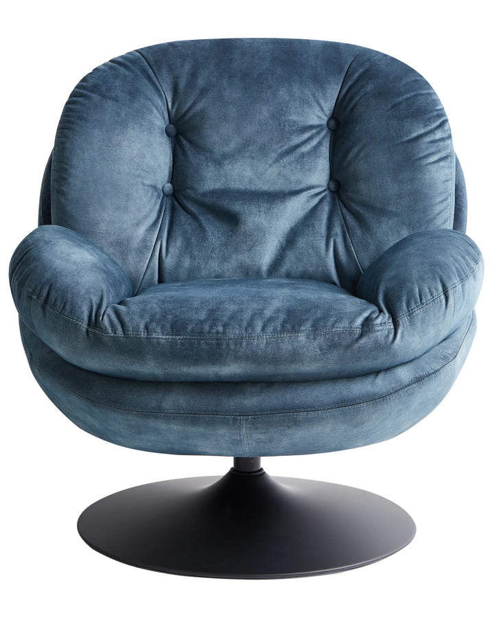 Nolvik Swivel Armchair Velvet Dark Blue