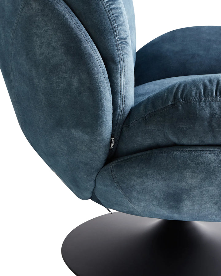 Nolvik Swivel Armchair Velvet Dark Blue