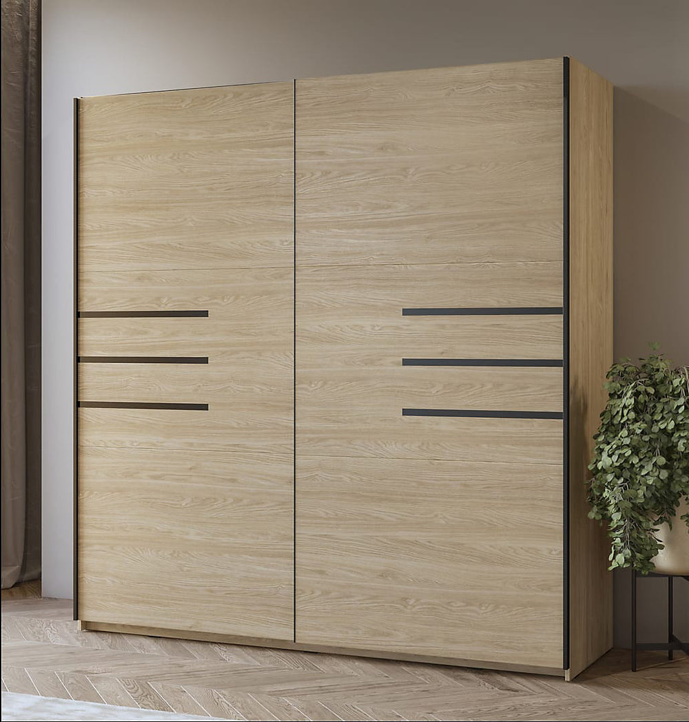Elegant Violla Sliding Door Wardrobe in Oiled Oak