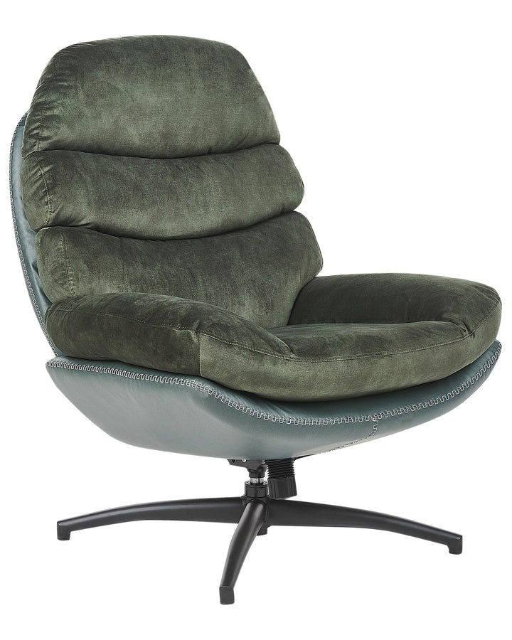 Eide Swivel Armchair with Footstool Velvet Dark Green