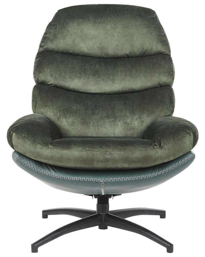 Eide Swivel Armchair with Footstool Velvet Dark Green