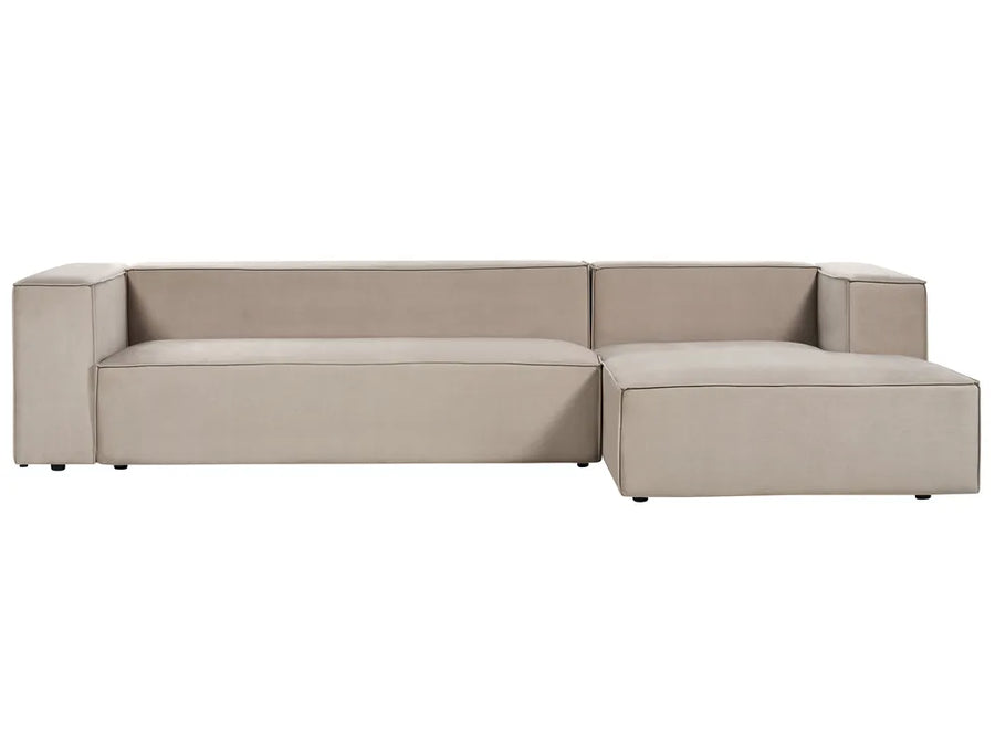 Corner Sofa 3 Seater VERNON Velvet Taupe Left Hand