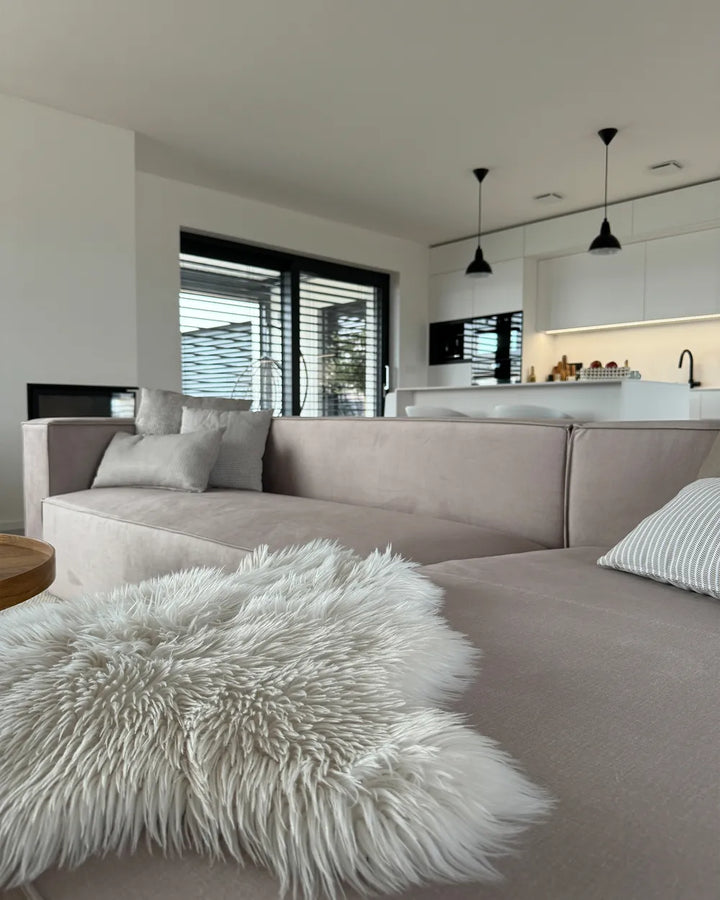 Corner Sofa 3 Seater Velvet Taupe Left Hand Chambord