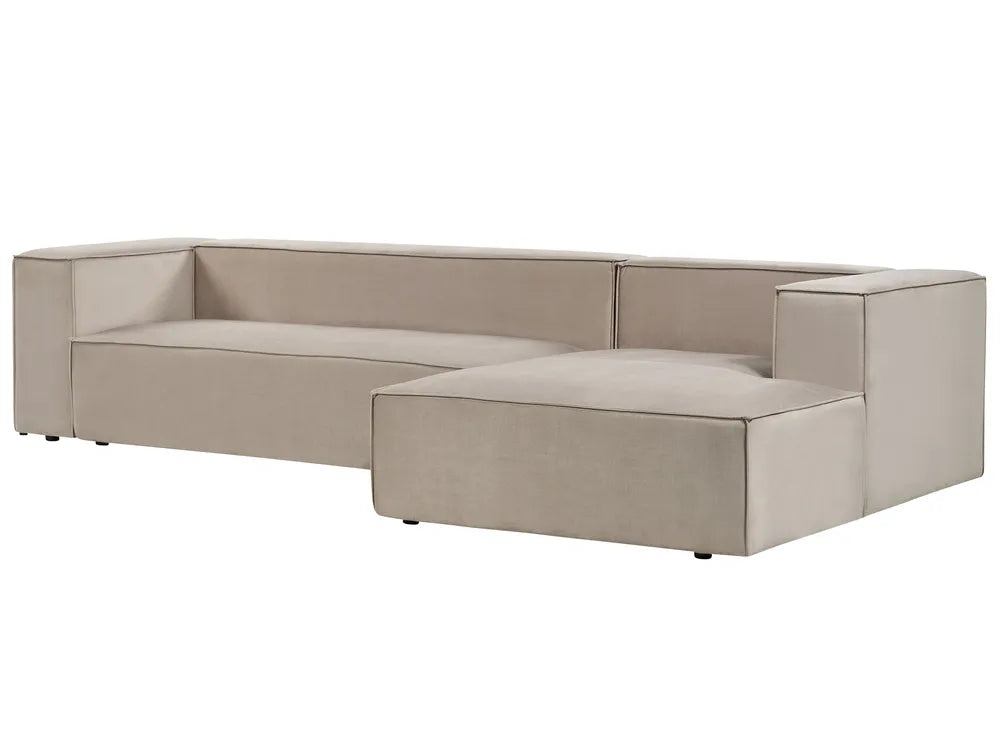 Corner Sofa 3 Seater Velvet Taupe Left Hand Chambord
