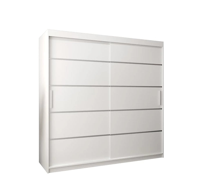 Verona 01 Contemporary 2 Sliding Door Wardrobe 9 Shelves 2 Rails White Matt (W)200cm