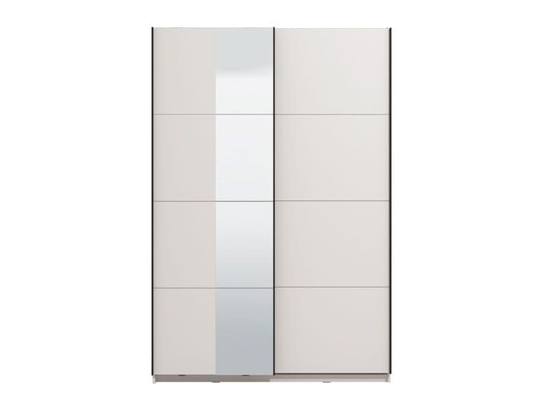 White wardrobe with mirror panels on a white background