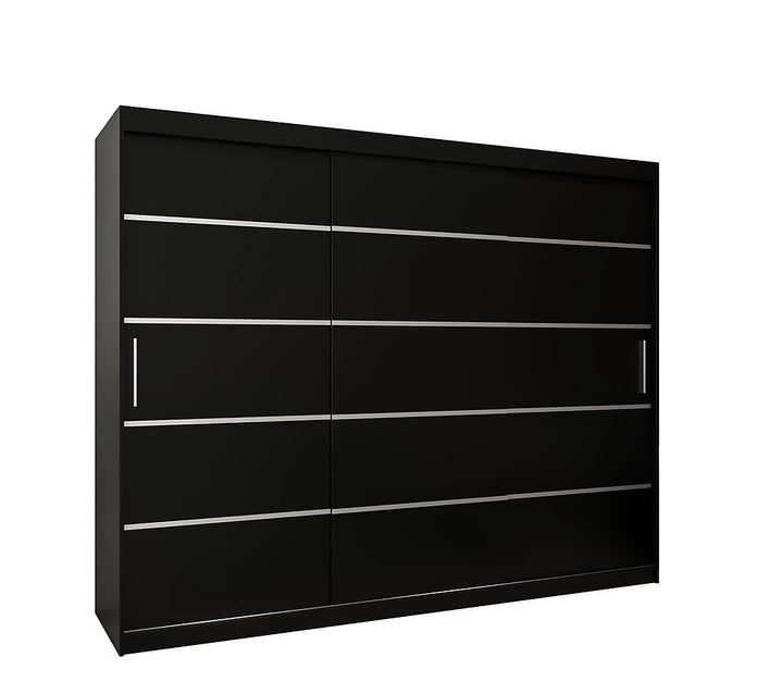 Verona 01 Contemporary 3 Sliding Door Wardrobe 9 Shelves 2 Rails Black Matt (W)250cm