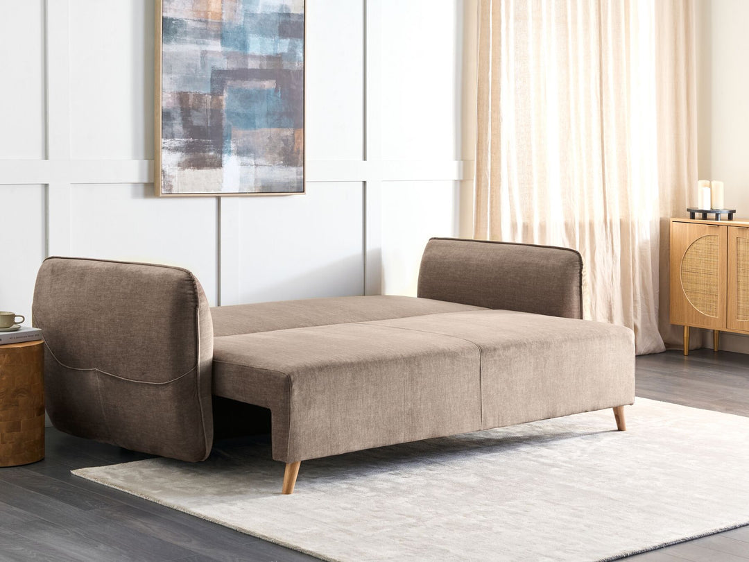 Vallanes Sofa Bed Light Brown Velvet