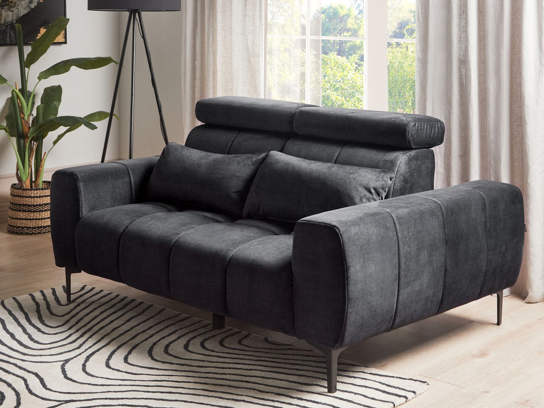 Vegamo 2 Seater Velvet Sofa Black