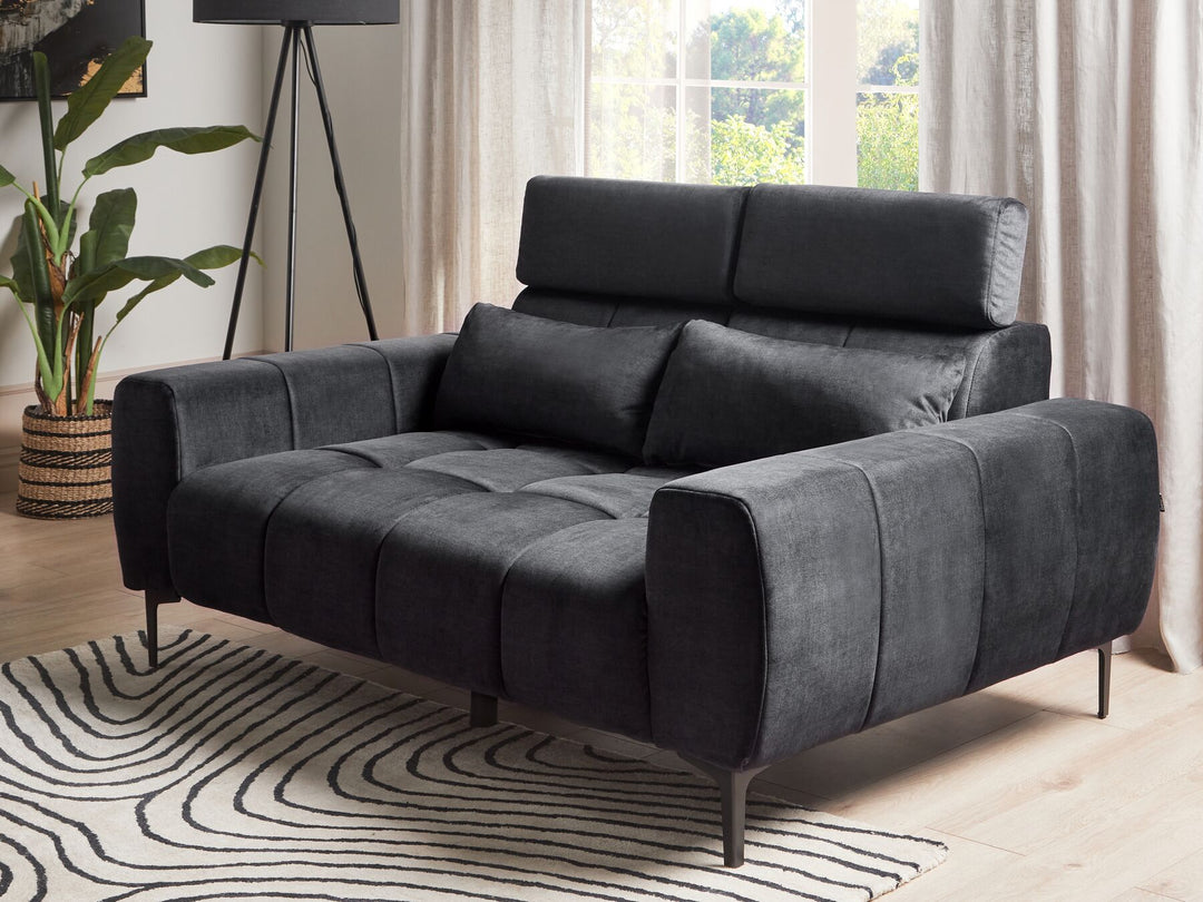 Vegamo 2 Seater Velvet Sofa Black