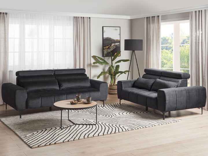 Vegamo 2 Seater Velvet Sofa Black