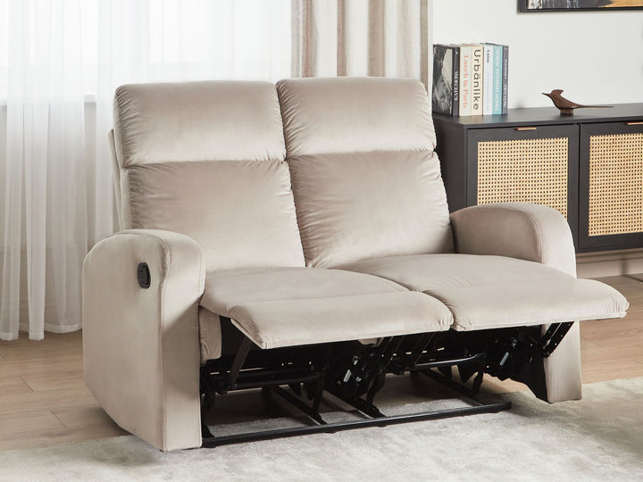 Verdal 2 Seater Velvet Manual Recliner Sofa Beige