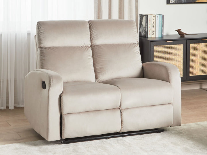 Verdal 2 Seater Velvet Manual Recliner Sofa Beige