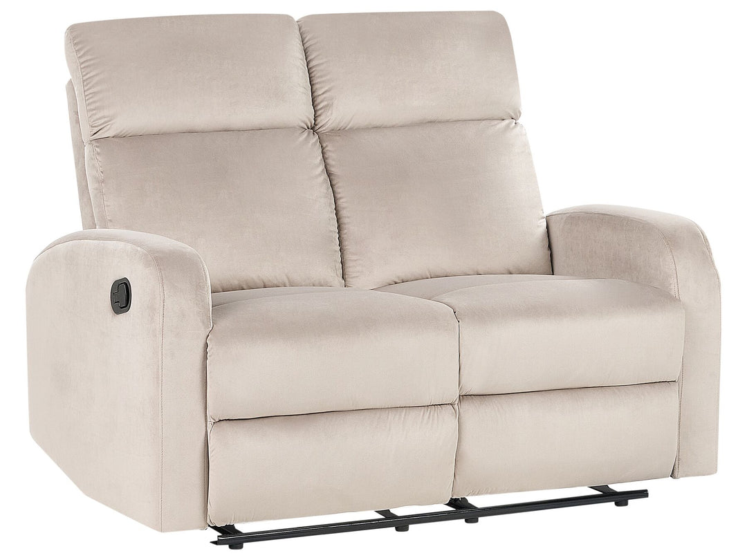 Verdal 2 Seater Velvet Manual Recliner Sofa Beige