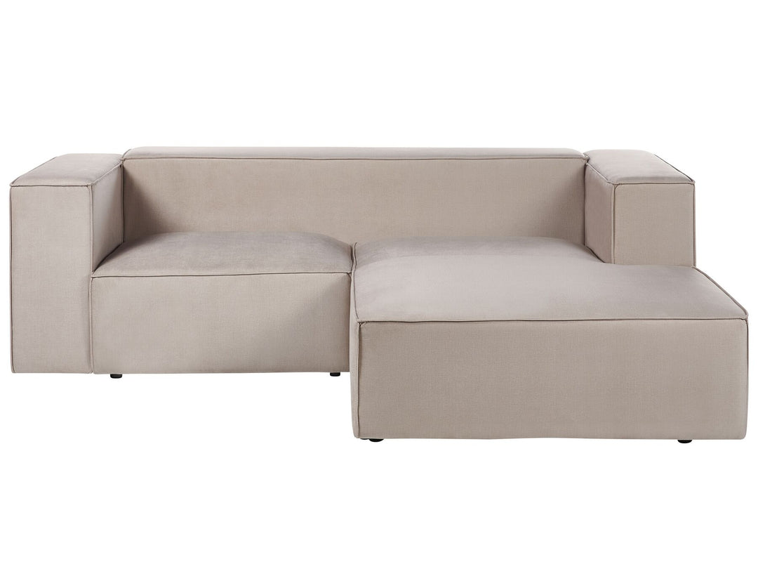 Vernon Left Hand Velvet 2 Seater Corner Sofa Taupe Beige