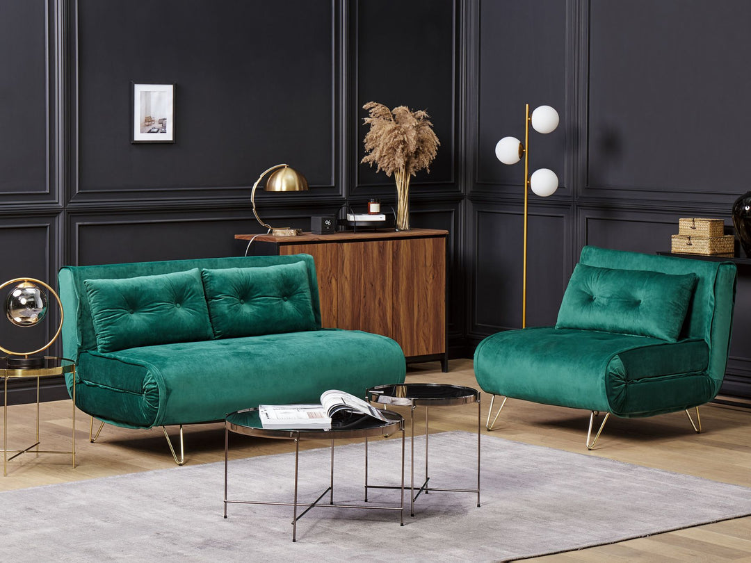 Vestfold 2 Seater Sofa Dark Green Velvet