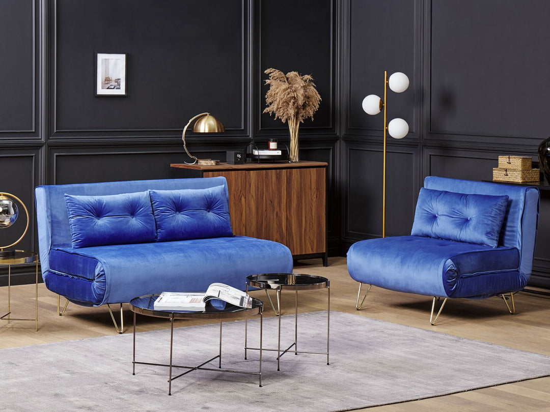 Vestfold 2 Seater Sofa Navy Blue Velvet