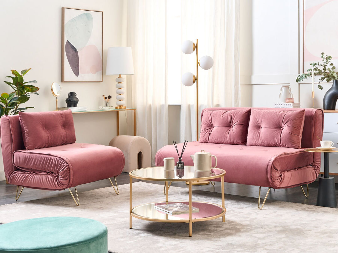 Vestfold 2 Seater Sofa Pink Velvet