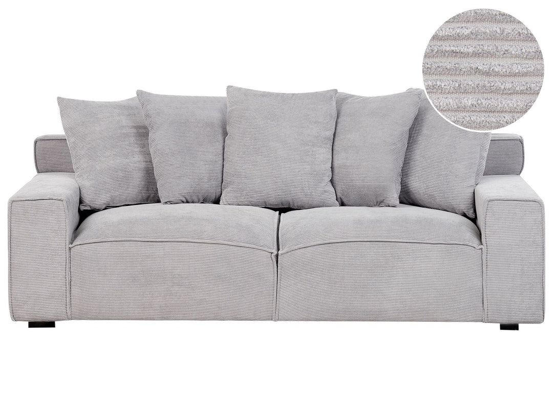 Viskan 3 Seater Jumbo Cord Sofa Light Grey