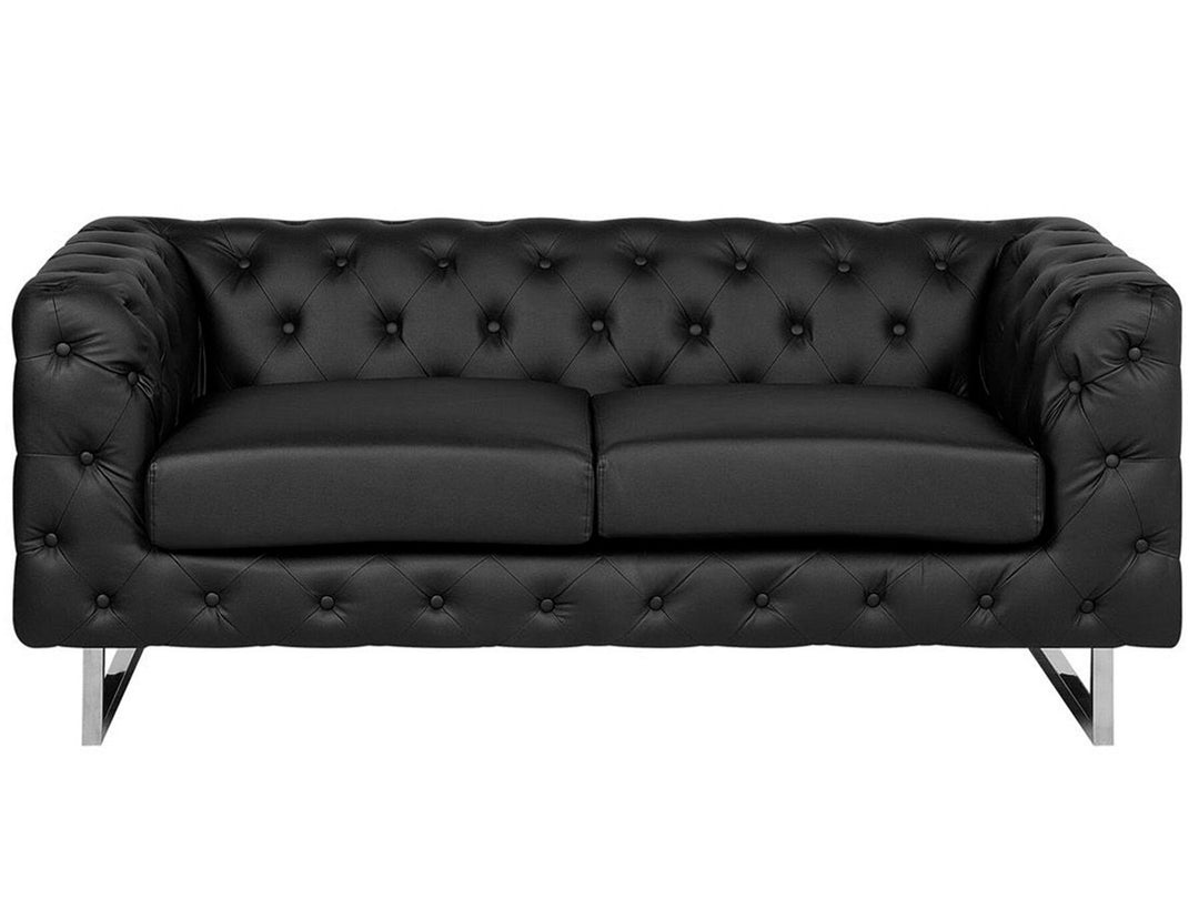 Vissland 2 Seater Faux Leather Sofa Black