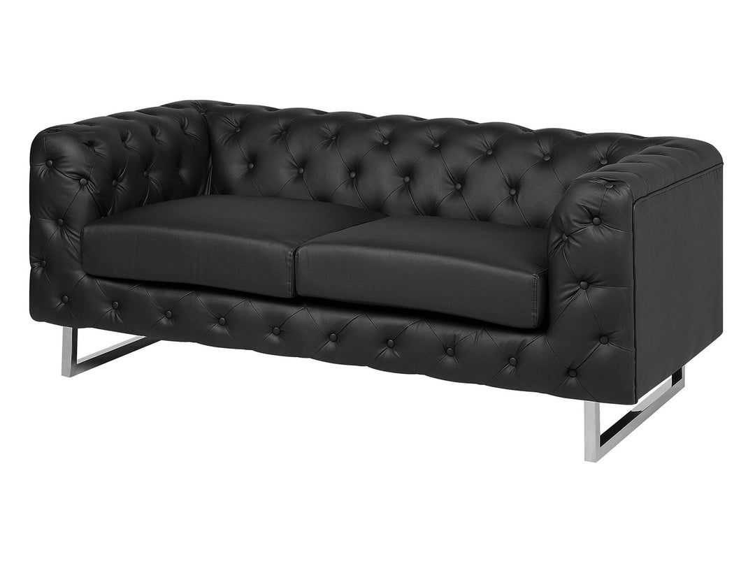 Vissland 2 Seater Faux Leather Sofa Black