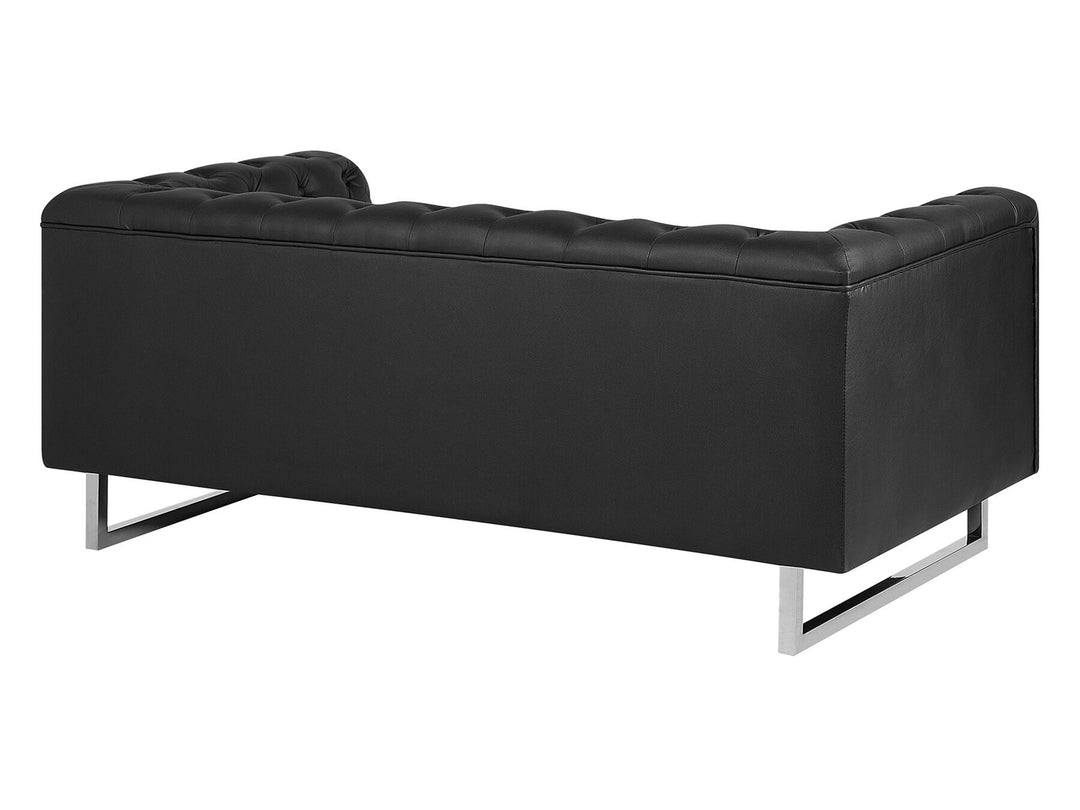 Vissland 2 Seater Faux Leather Sofa Black