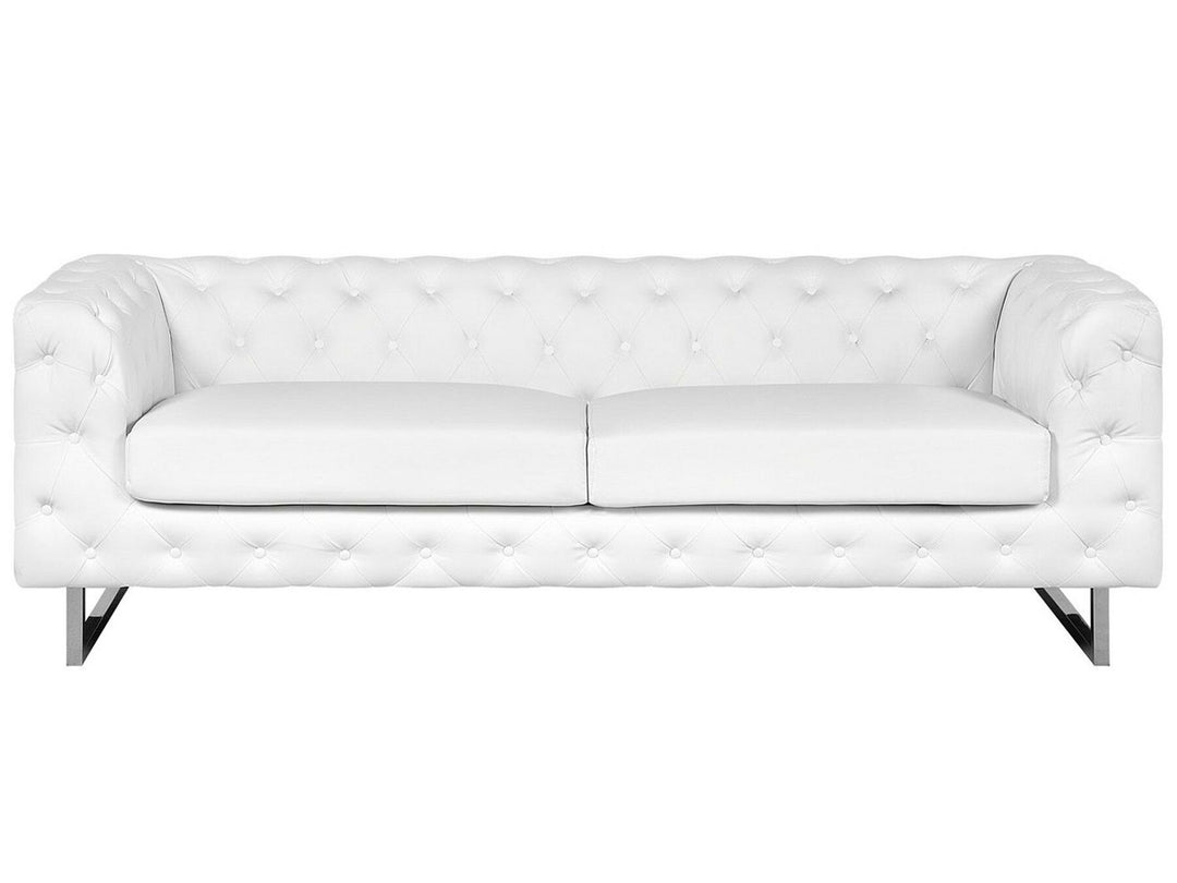 Vissland 3 Seater Faux Leather Sofa White