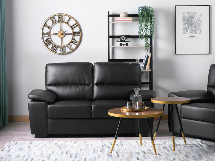 Vogar 2 Seater Faux Leather Sofa Black