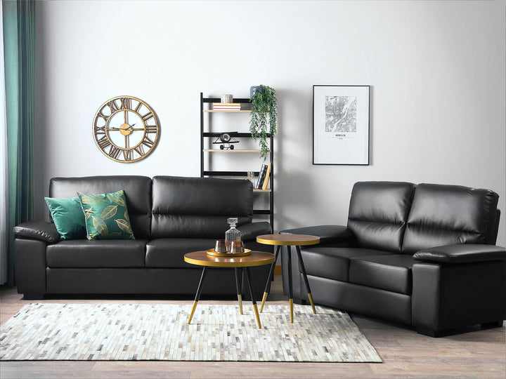 Vogar 2 Seater Faux Leather Sofa Black